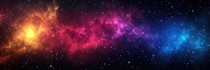 Vast expanse of colorful nebulae and stars against a dark backdrop