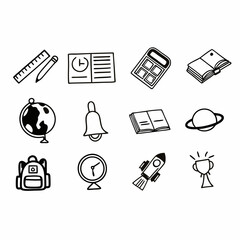 School and Learning Glyph Icon Set