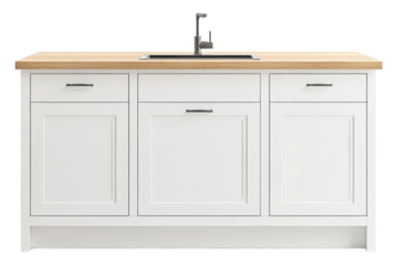 Elegant White Kitchen Island with Wooden Countertop