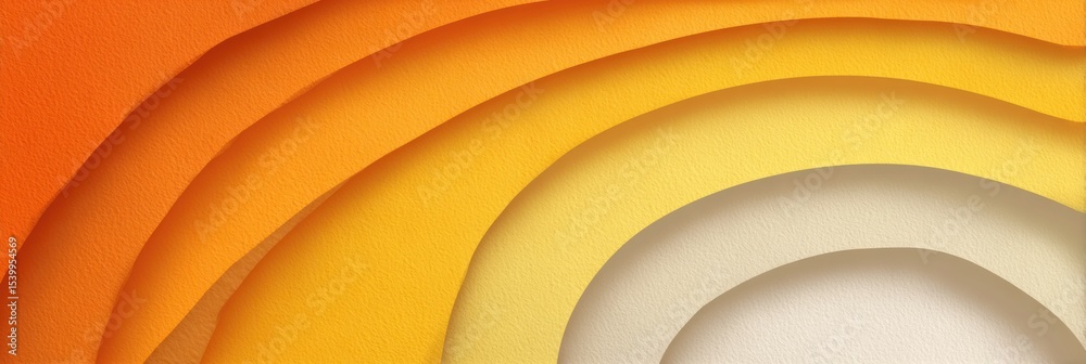Poster layered paper cut sunbeam pattern with clean space on the left showcasing a warm color gradient from
