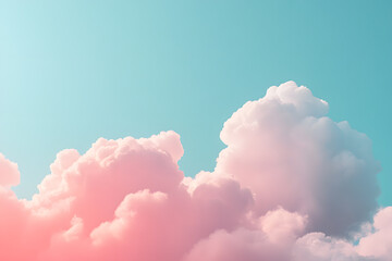 Serene pastel skyscape with fluffy pink clouds