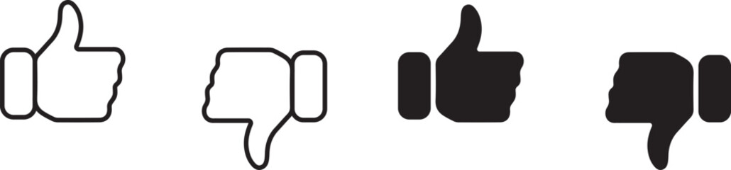 Thumb up & thumb down icon in outline and flat style . like symbol. Vector illustration .