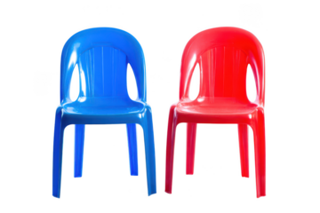 Plastic Chairs, Red Blue