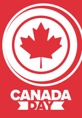 Canada Day. Happy national holiday, celebrated annual in July 1. Canadian flag. Maple leaf. Patriotic symbol and elements. Poster, card, banner and background. Vector illustration