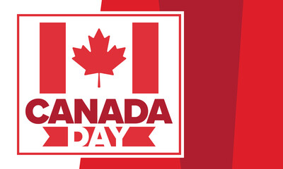 Canada Day. Happy national holiday, celebrated annual in July 1. Canadian flag. Maple leaf. Patriotic symbol and elements. Poster, card, banner and background. Vector illustration