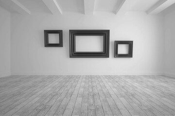 Big room with frames at wall