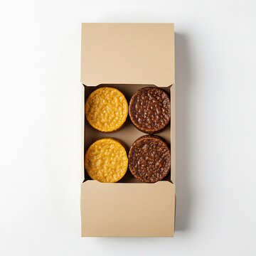 eco pack of flavored aaruul trio, flat lay packaging , isolated on white background