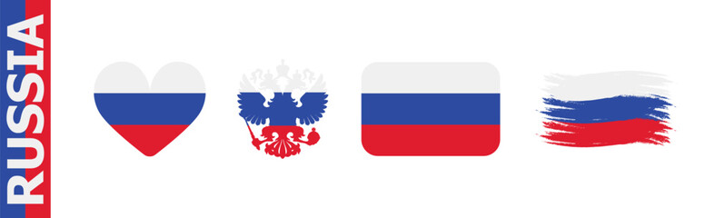 Fototapeta premium Set of symbols of the Russian Federation on a white background - Vector illustration