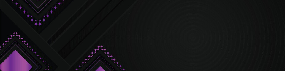 Black background with purple gradient glitter geometric shape banner and cover design