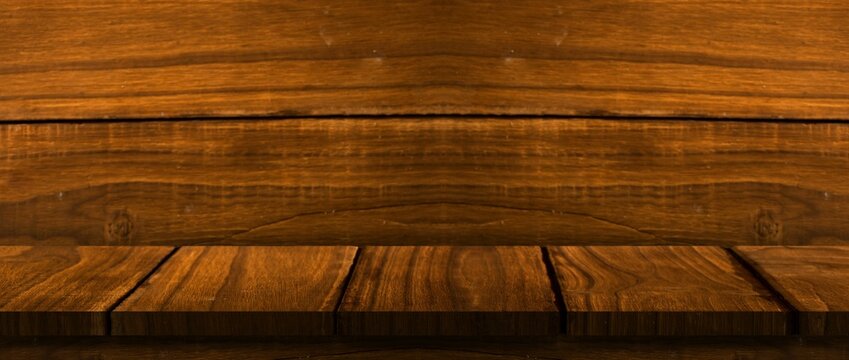 Fototapeta Rustic wood surfaces are showcasing flat design wooden plank backdrop with rich brown grain texture
