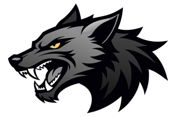Obraz premium Fierce Black Wolf Head with Glowing Yellow Eyes Illustration