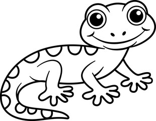 Cute  gecko outline for coloring vector illustration 