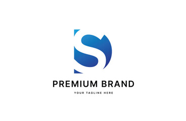 Creative letter SD logo design with negative space style, clean and clever design, vector illustration