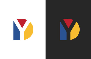 Creative letter YD logo design with negative space style, clean and clever design, vector illustration
