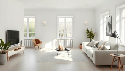 Fototapeta premium modern living room with dining room