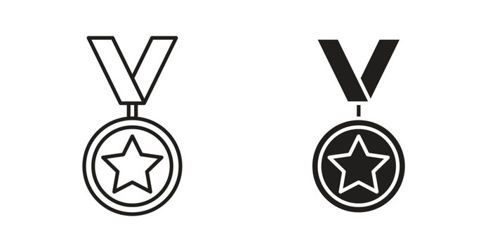 Sports medal icon Logos. Flat Vector Icon Design Template