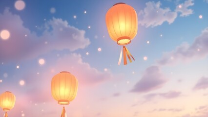 Fototapeta premium Twilight Atmosphere Warm Lantern
