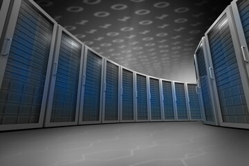 A large room where are standing the servers