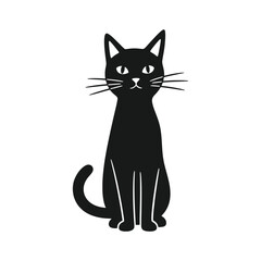 Sitting black cat with straight posture, calm and composed – Vector Illustration