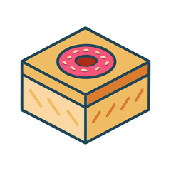 Isometric donut cake with a pink donut on top with sprinkles