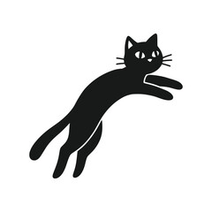 Running black cat with focused eyes in motion – Vector Illustration
