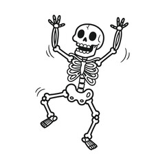 Dancing skeleton with raised arms in festive Halloween joy – Vector Illustration