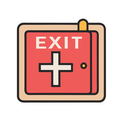 Emergency Exit Door Sign with Green Background and Simple Design Elements