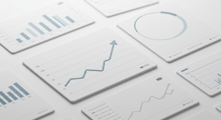 Business charts and graphs displaying data trends on white background  