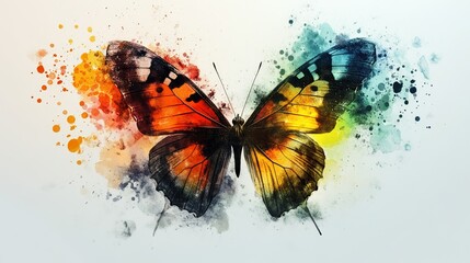 A watercolor-style butterfly with splashes of color extending beyond its wings, symbolizing freedom and transformation.