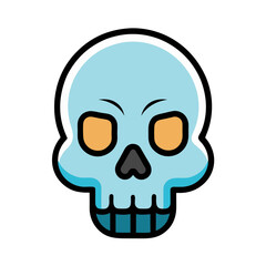 Cute and colorful stylized skull illustration on a white and black background