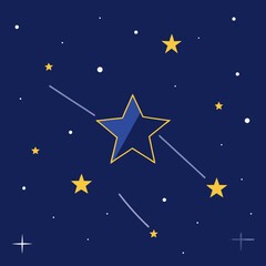 Fototapeta premium A whimsical illustration of a star constellation in a dark blue night sky