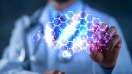 A doctor using a stethoscope alongside AI technology to revolutionize healthcare. - Powered by Adobe