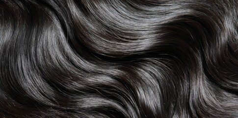 Naklejka premium Close-up view of healthy, dark brown human hair.