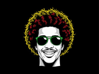Afro man face vector, juneteenth vector, dreadlocks, afro hair male face