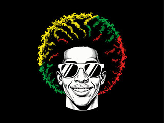 Afro man face vector, juneteenth vector, dreadlocks, afro hair male face