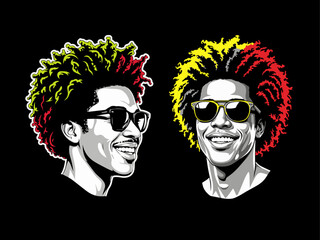 Afro hair set, african man, afro hair vector, juneteenth vector set, dreadlocks