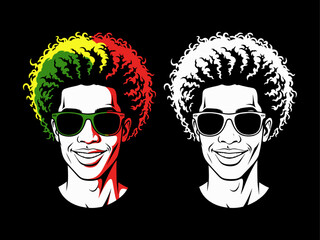 Afro hair set, african man, afro hair vector, juneteenth vector set, dreadlocks