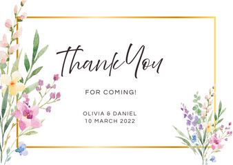 White Pink Elegant Floral Wedding Thank You Card