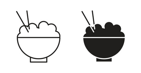 Rise Bowl icon Logos. Flat Vector Icon Design Template
