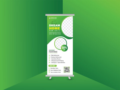 Real Estate Roll-Up Banner Design for Home Sale Promotion and Property Listings