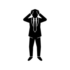 full body silhouette of business man covering face.svg