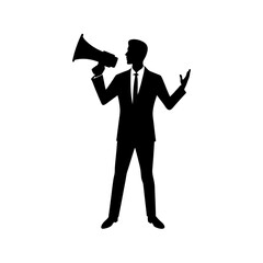 Fototapeta premium full body silhouette of business man holding megap.svg