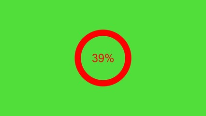 Science Loading red color Circle 4k illustration medium green background animation. 39% Loading bar Circle 4k illustration. 