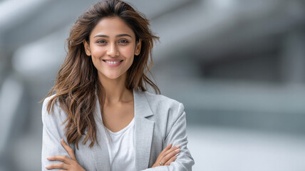 Fototapeta premium young businesswoman standing confidently
