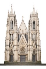 Fototapeta premium Architecture photo of stone cathedral building white background spirituality.