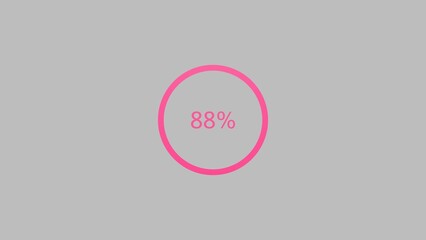 Loading icon magenta red color Circle 4k illustration gray background animation. 88% Loading bar Circle 4k illustration.