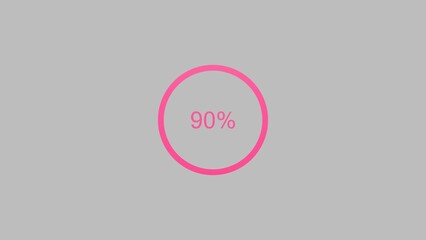 Loading icon magenta red color Circle 4k illustration gray background animation. 90% Loading bar Circle 4k illustration.
