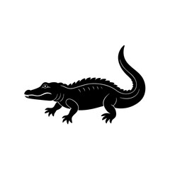 full body silhouette of crawling crocodile .svg