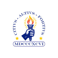 vector logo of a hand holding flaming torch