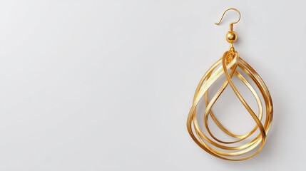 Elegant gold earring with intricate design isolated on transparent background